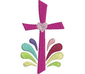 Stickdatei - Kreuz Regenbogentropfen